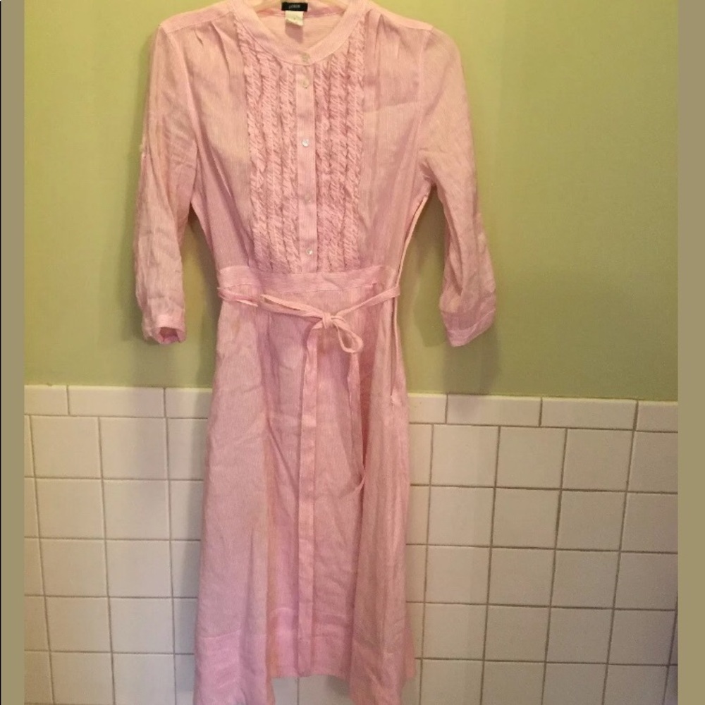 J. Crew pink and white checked dress.